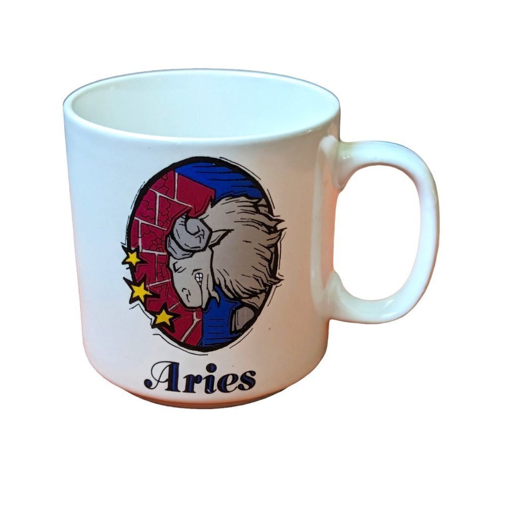 Vintage Aries Mug Coffee Astrology Ram Birthday Gift March 21 to‎ April 19